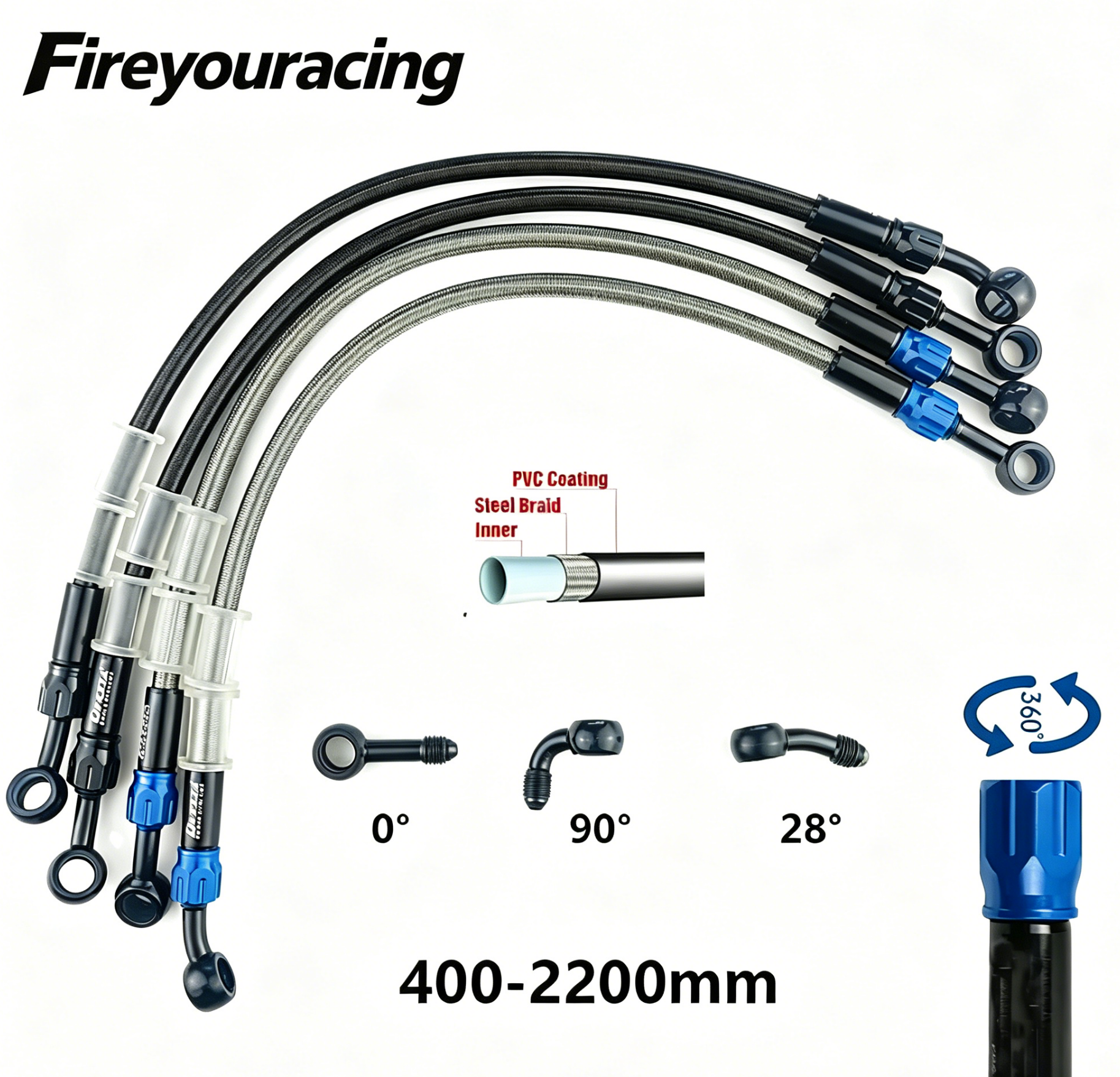 Braided Line - Motorcycle Brake Hose AN3 Braided Hydraulic