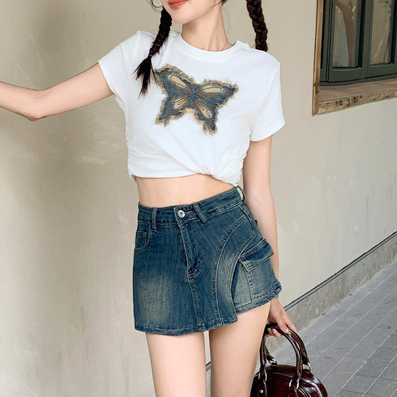 Denim Skirts Women Washed Skir - Fly Line 리뷰 및 가격
