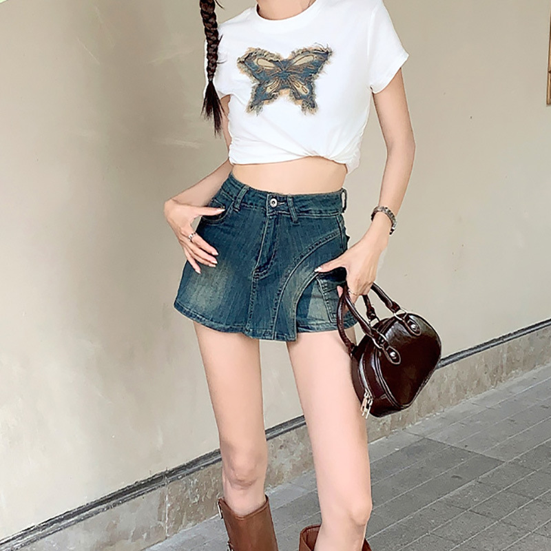 Denim Skirts Women Washed Skir - Fly Line 리뷰 및 가격