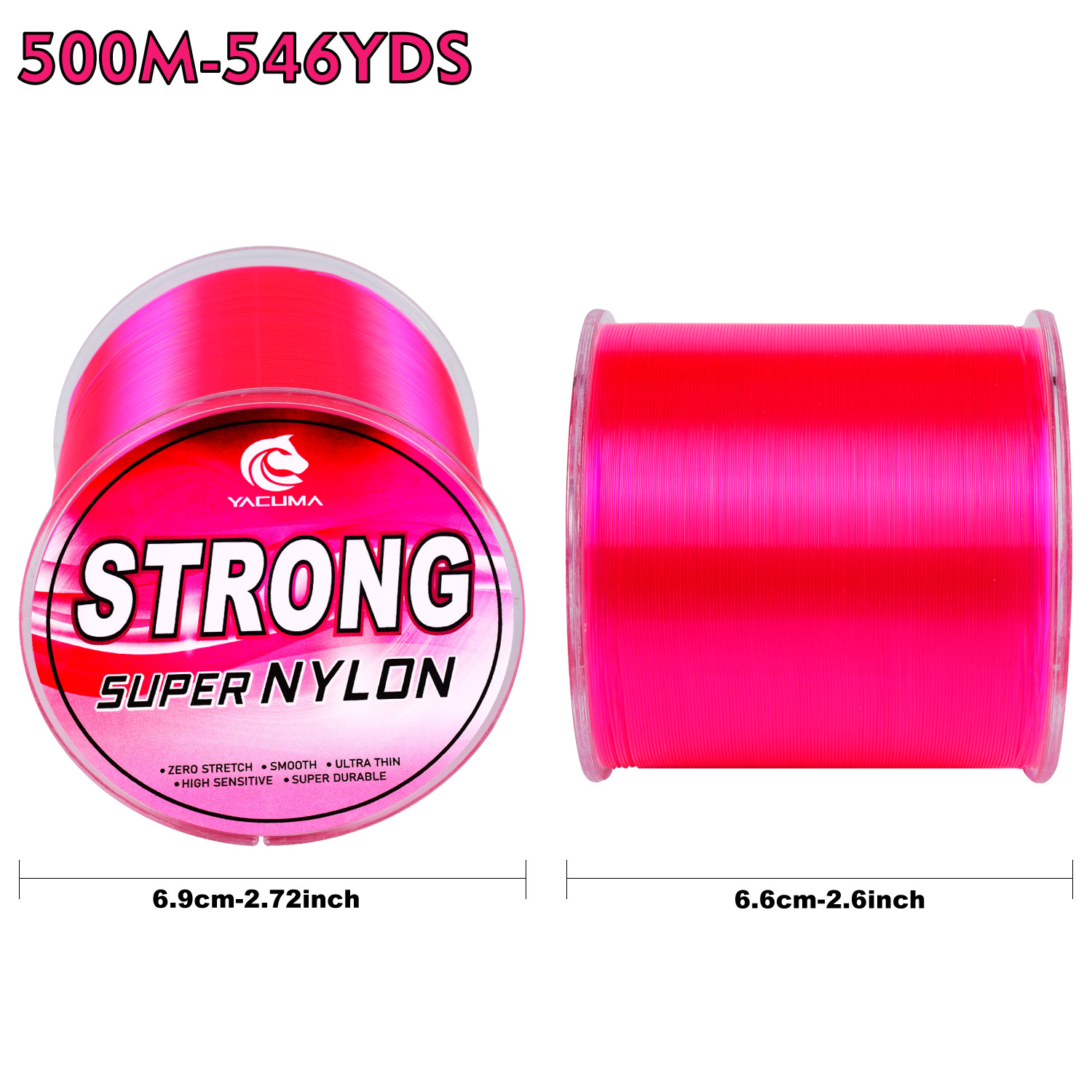 YACUMA 500M-546YDS Strong Pink - Fluorocarbon Line 리뷰 및 가격