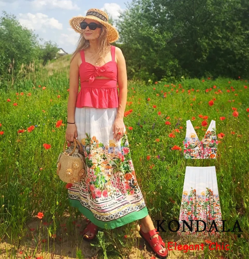 Summer Holidays Printed Skirt  - Fly Line 리뷰 및 가격